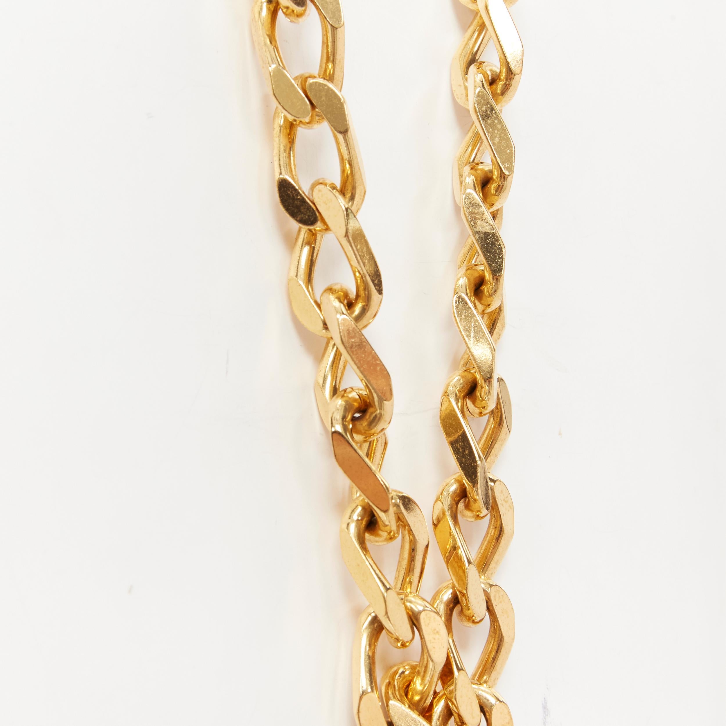 VERSACE gold brass triple Greca halo Medusa coin pendant chunky chain necklace In Good Condition In Hong Kong, NT