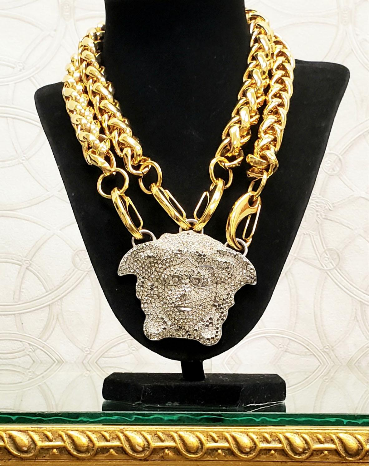 versace crystal medusa necklace