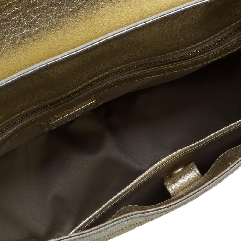Versace Gold Embossed Leather Flap Shoulder Bag 6