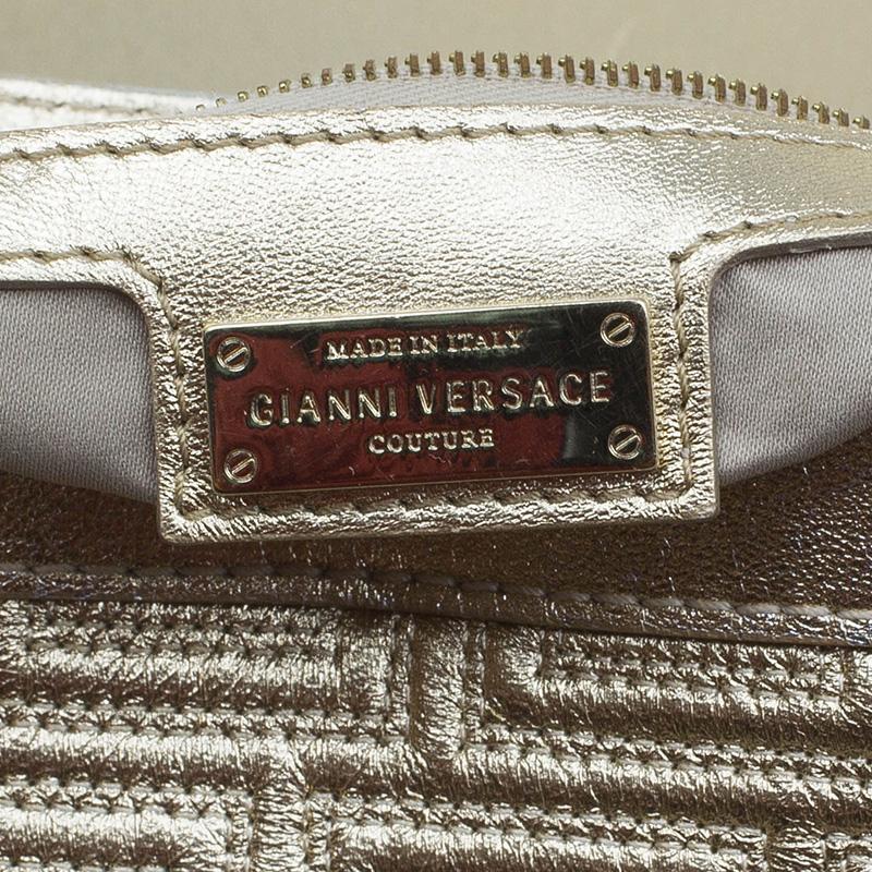 Versace Gold Embossed Leather Flap Shoulder Bag 7