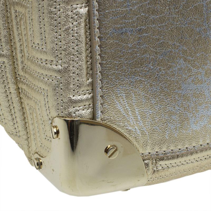 Versace Gold Embossed Leather Flap Shoulder Bag 3