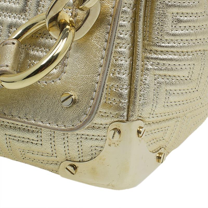 Versace Gold Embossed Leather Flap Shoulder Bag 4