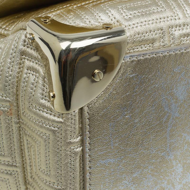 Versace Gold Embossed Leather Flap Shoulder Bag 5