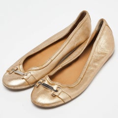Versace Gold Leather Ballet Flats Size 37