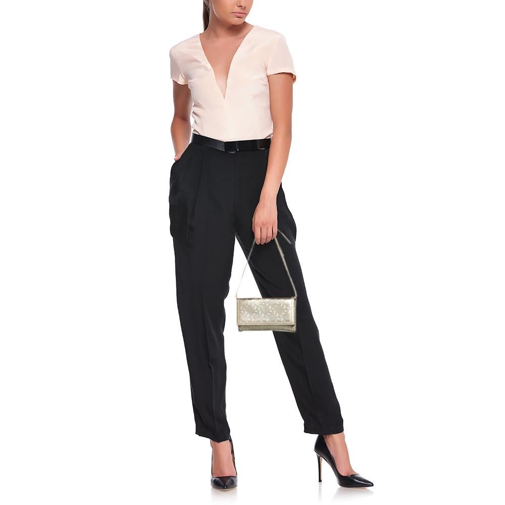 Women's Versace Gold Leather Gianni Flap Shoulder Bag