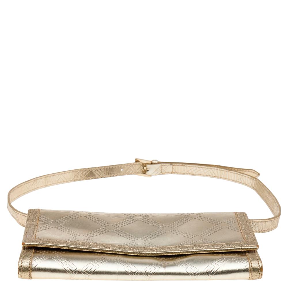 Versace Gold Leather Gianni Flap Shoulder Bag 3
