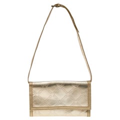 Versace Gold Leather Gianni Flap Shoulder Bag