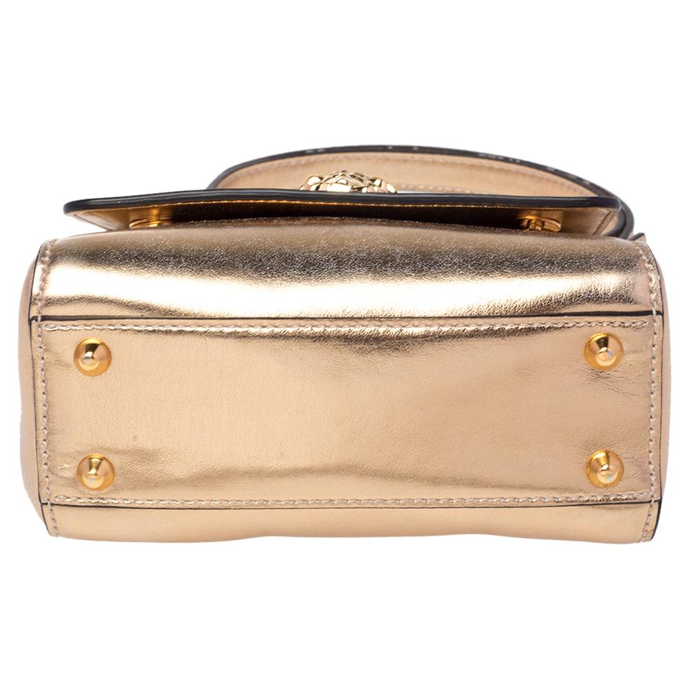 Women's Versace Gold Leather Medusa Flap Crossbody Bag