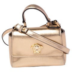 Versace Gold Leather Medusa Flap Crossbody Bag
