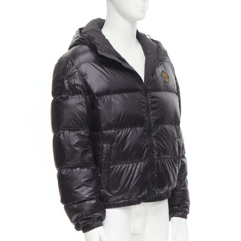 Black VERSACE gold Medusa badge black goose down duvet puffer jacket IT48 M For Sale