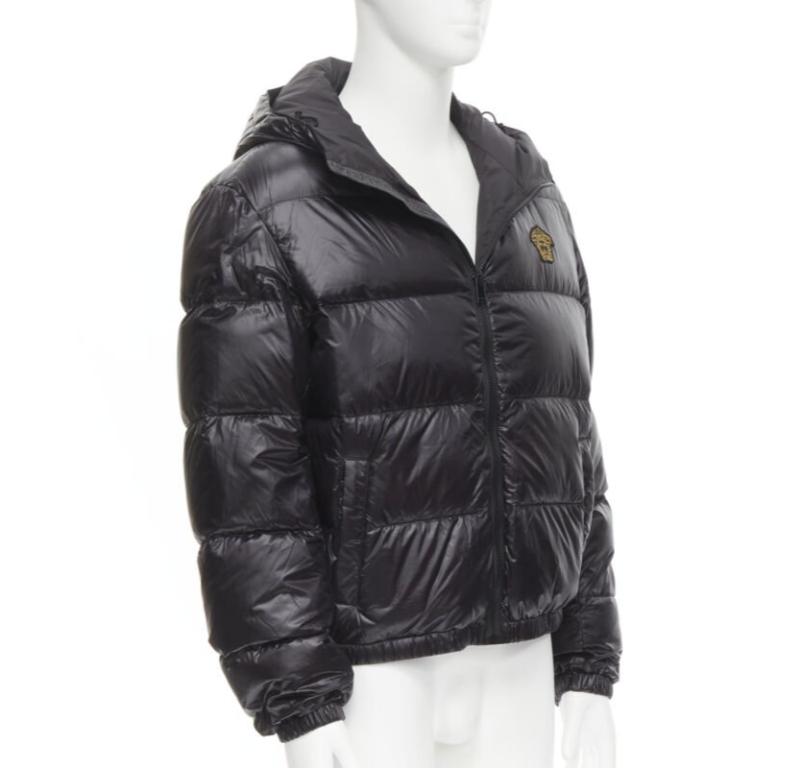 VERSACE gold Medusa badge black goose down duvet puffer jacket IT50 L In Excellent Condition In Hong Kong, NT