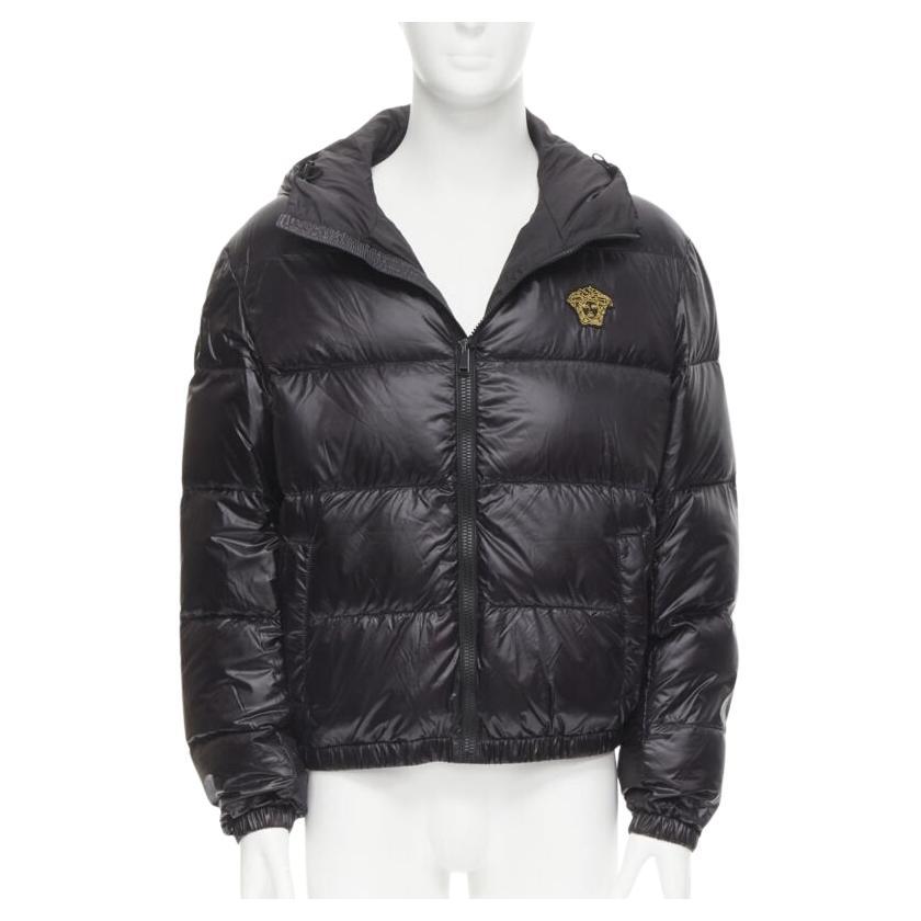 VERSACE gold Medusa badge black goose down duvet puffer jacket IT50 L