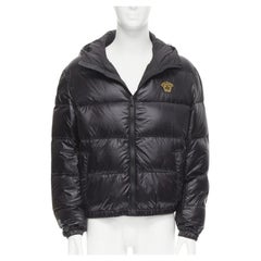 VERSACE gold Medusa badge black goose down duvet puffer jacket IT50 L