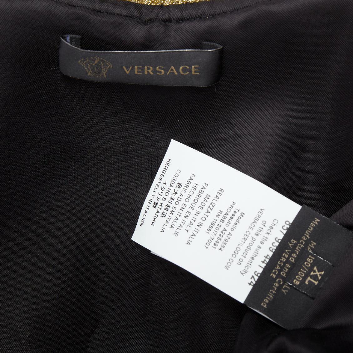 VERSACE gold medusa blue crystal crown metallic lurex bomber jacket For Sale 4