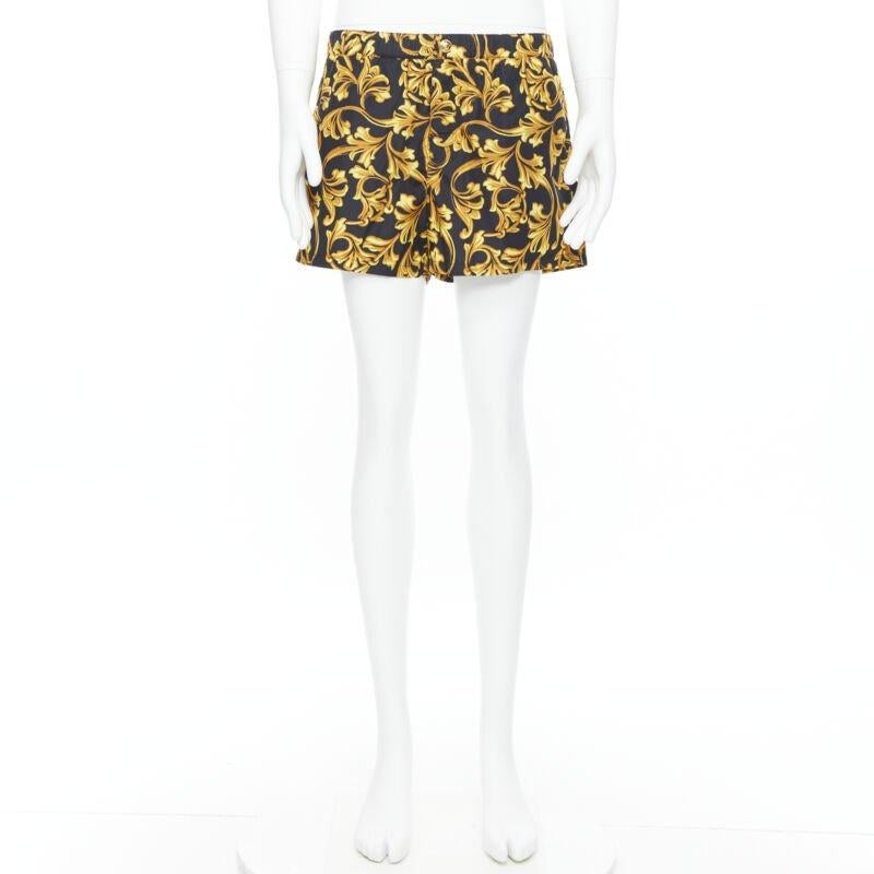 VERSACE gold Medusa Knopf schwarz floral Barocco Sommer Badeshorts IT6 L (Weiß) im Angebot