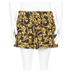 VERSACE gold Medusa button black floral barocco summer swim shorts IT6 L