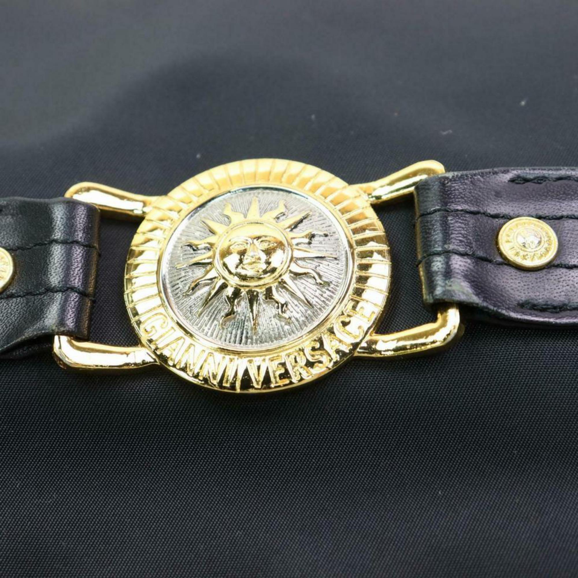 Versace Gold Medusa Medallion Chain Tote 870366 Black Nylon Shoulder Bag For Sale 8