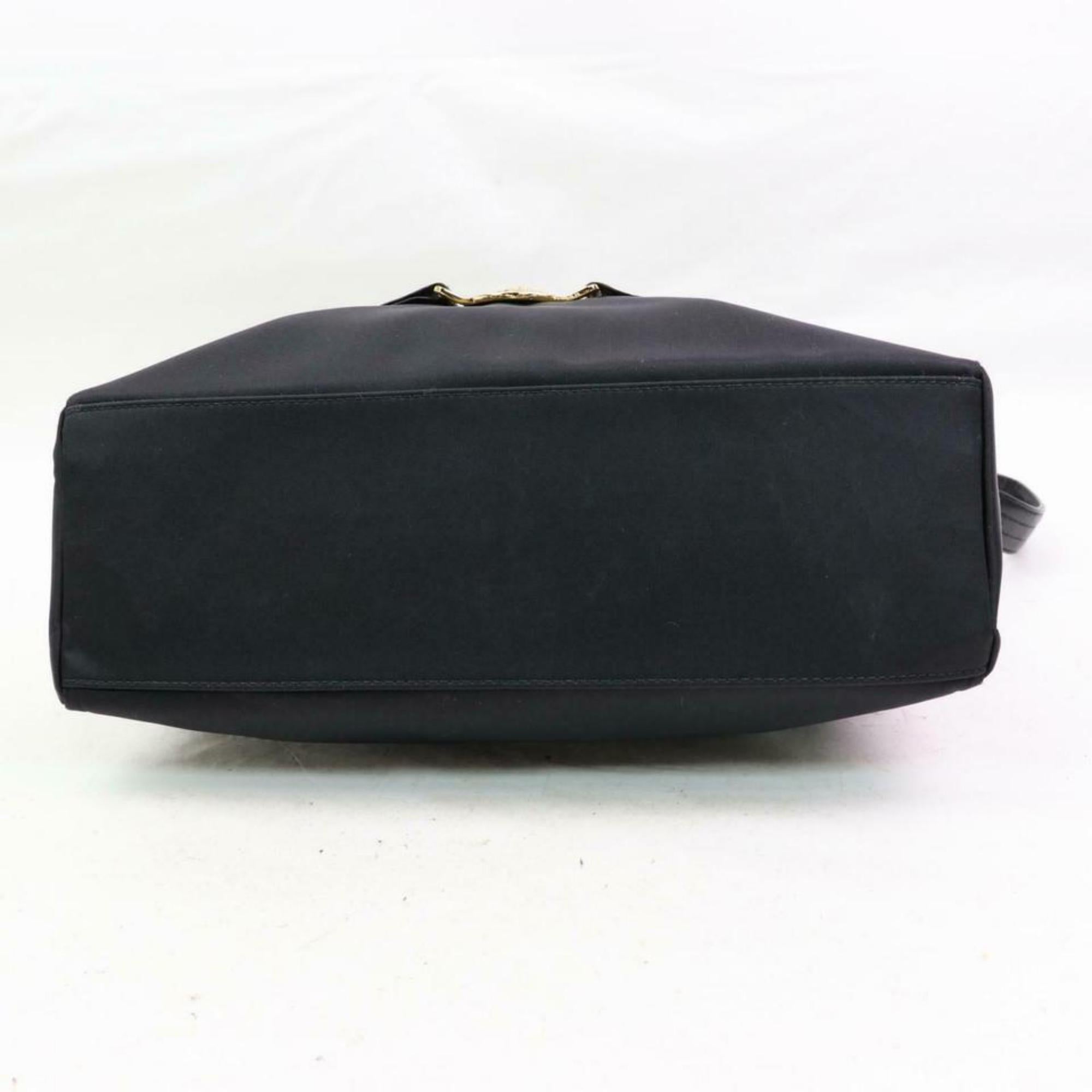 Versace Gold Medusa Medallion Chain Tote 870366 Black Nylon Shoulder Bag For Sale 3