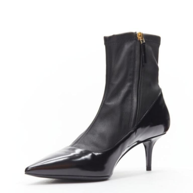 Women's VERSACE gold Medusa Punk Safety Pin black leather kitten heel bootie EU38
