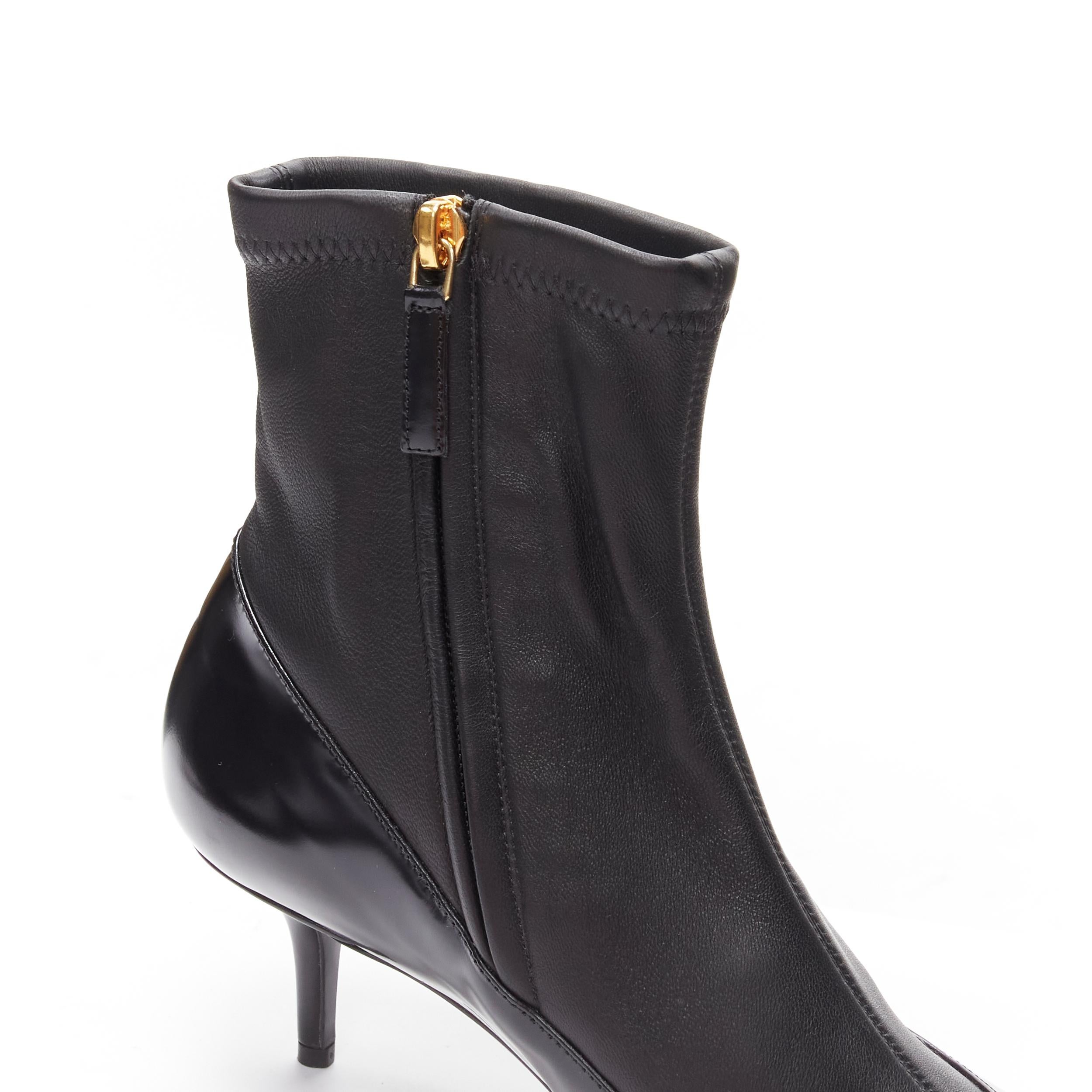 VERSACE gold Medusa Punk Safety Pin black leather kitten heel bootie EU38 3