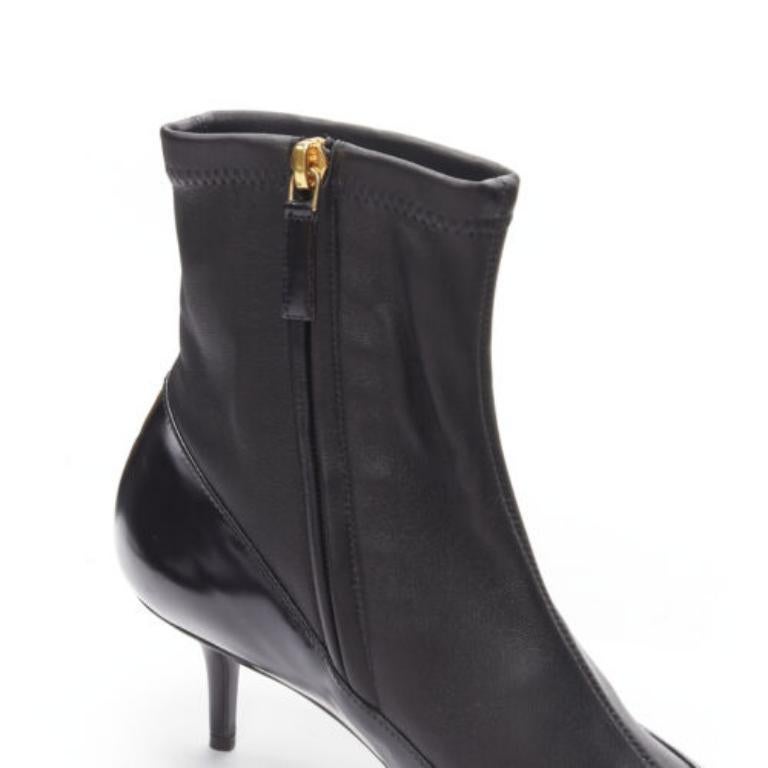 VERSACE gold Medusa Punk Safety Pin black leather kitten heel bootie EU38 3