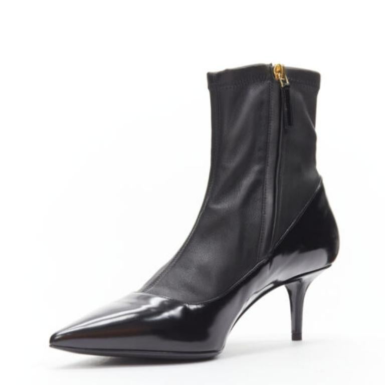 Women's VERSACE gold Medusa Punk Safety Pin black leather kitten heel bootie EU39 For Sale