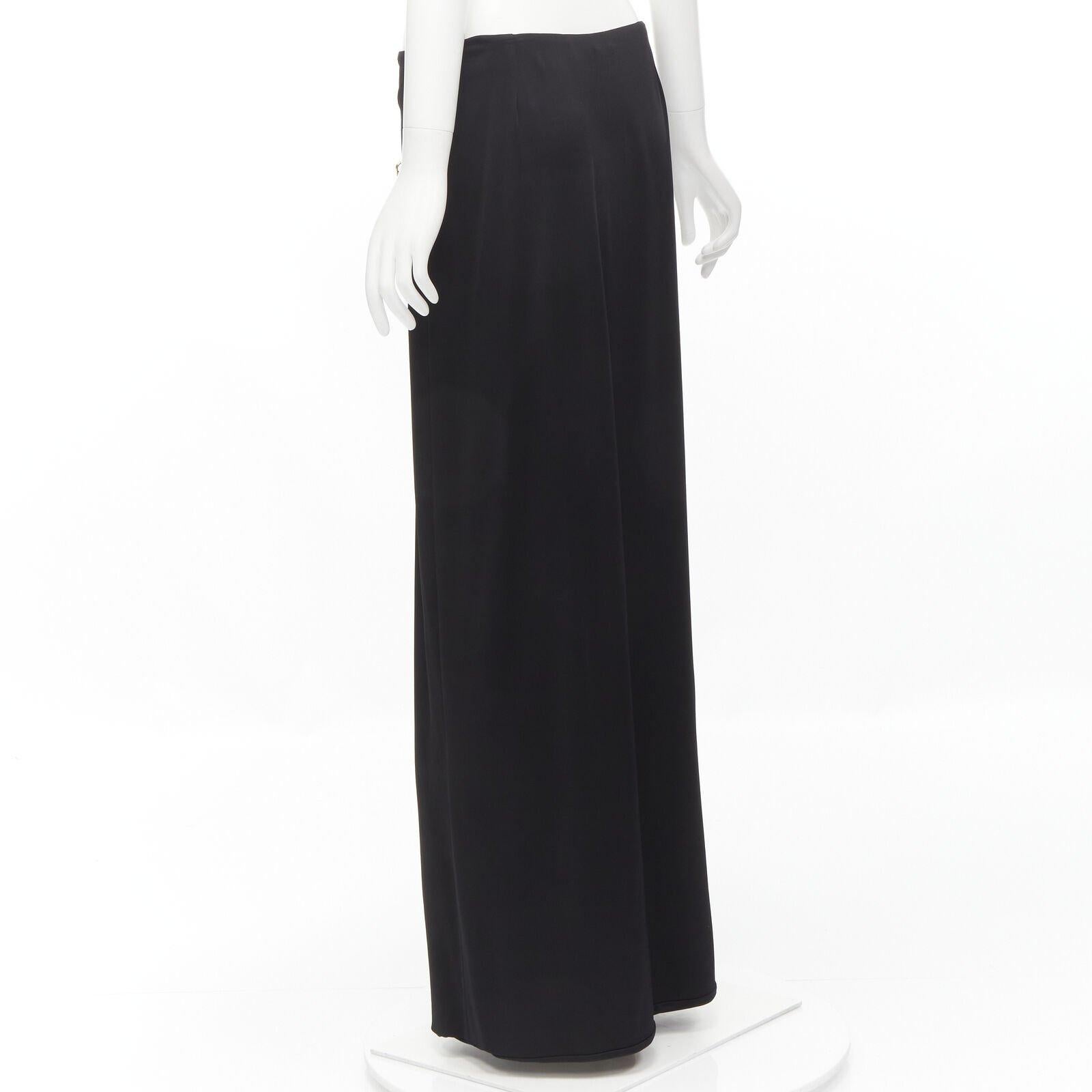 VERSACE gold Medusa safety pin black viscose high slit skirt IT42 M 2