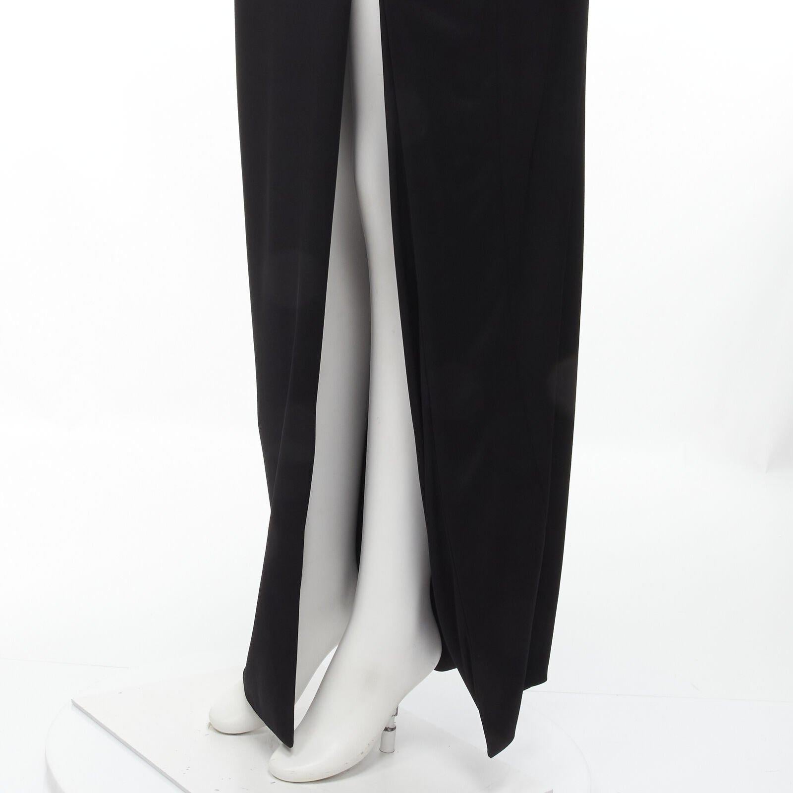 VERSACE gold Medusa safety pin black viscose high slit skirt IT42 M 4