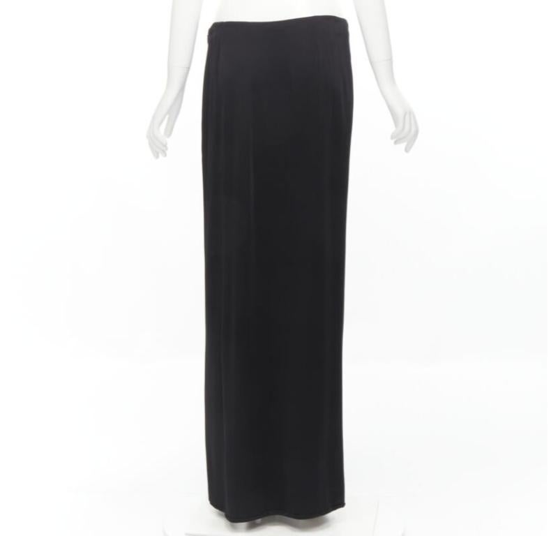 VERSACE gold Medusa safety pin black viscose high slit skirt IT44 L 2