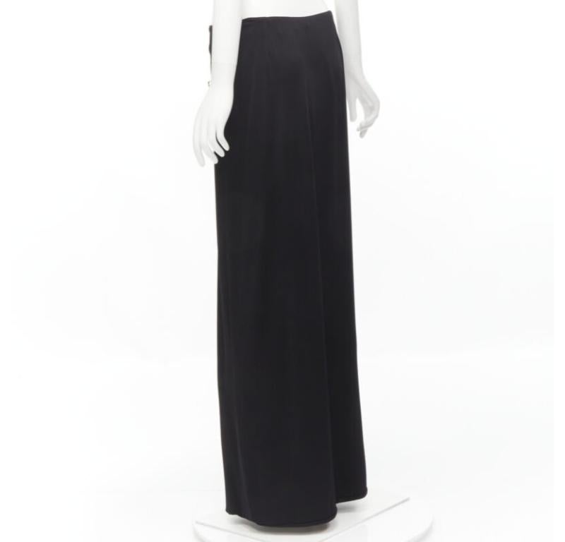 VERSACE gold Medusa safety pin black viscose high slit skirt IT44 L 3