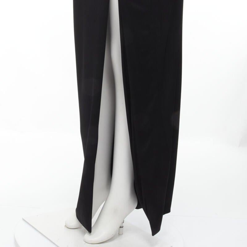 VERSACE gold Medusa safety pin black viscose high slit skirt IT44 L For Sale 4