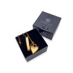 Versace Gold Metal Dangle Heart Chain Anklet Bracelet