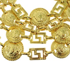 Versace Gold Metal Multi Layer Medusa Charm Head Chain Evening Choker Necklace