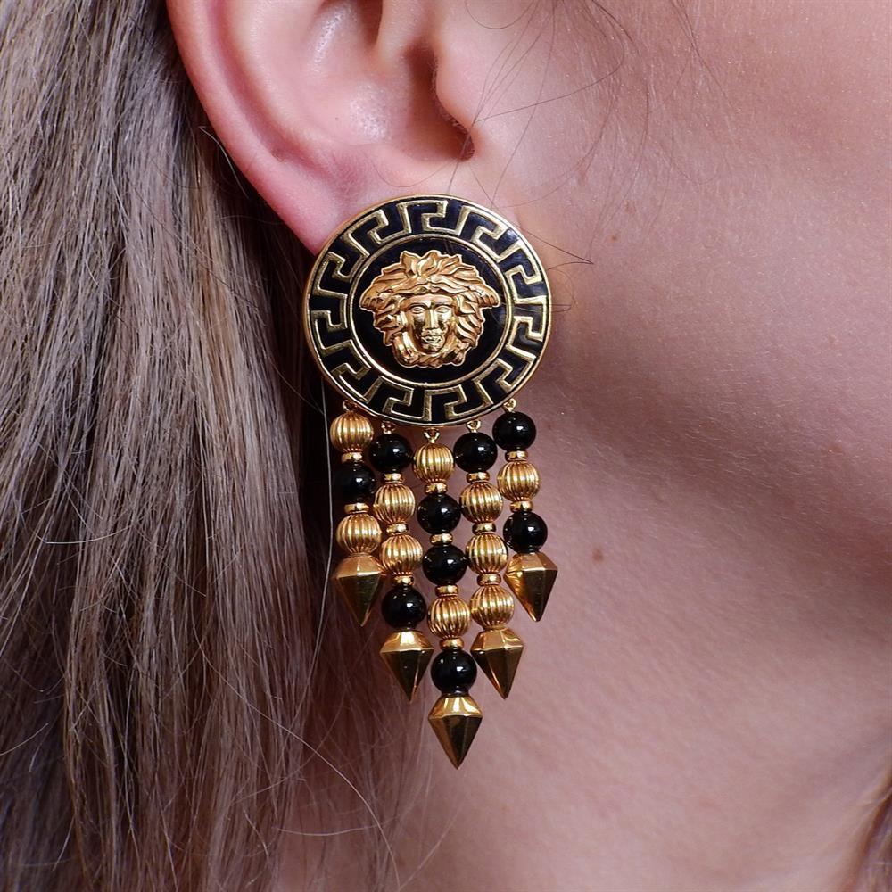 versace drop earrings