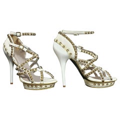 VERSACE GOLD-PLATED STUDS WHITE SANDALS SHOES from ATELIER COLLECTION 39 - 9
