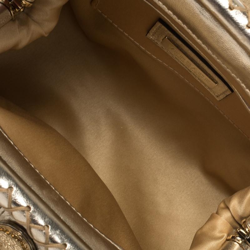 Goldfarbene gesteppte Mini Madonna-Tasche aus Leder mit Rahmen von Versace Damen