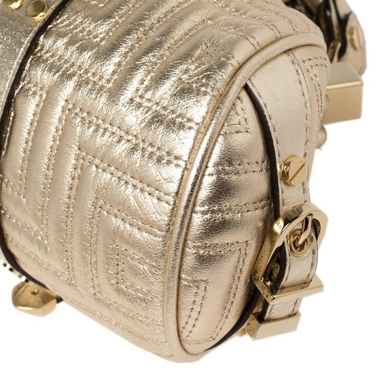 Versace Gold Quilted Leather Mini Madonna Frame Bag For Sale 4