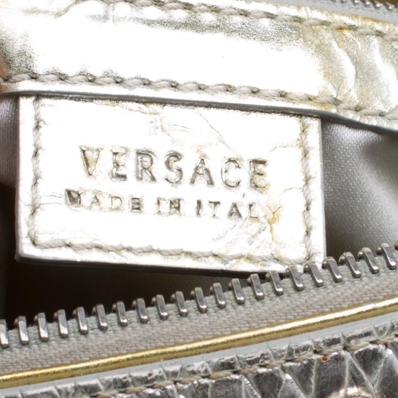 Women's Versace Gold/Silver Ceramic Effect Leather Snap Out Of It Satchel