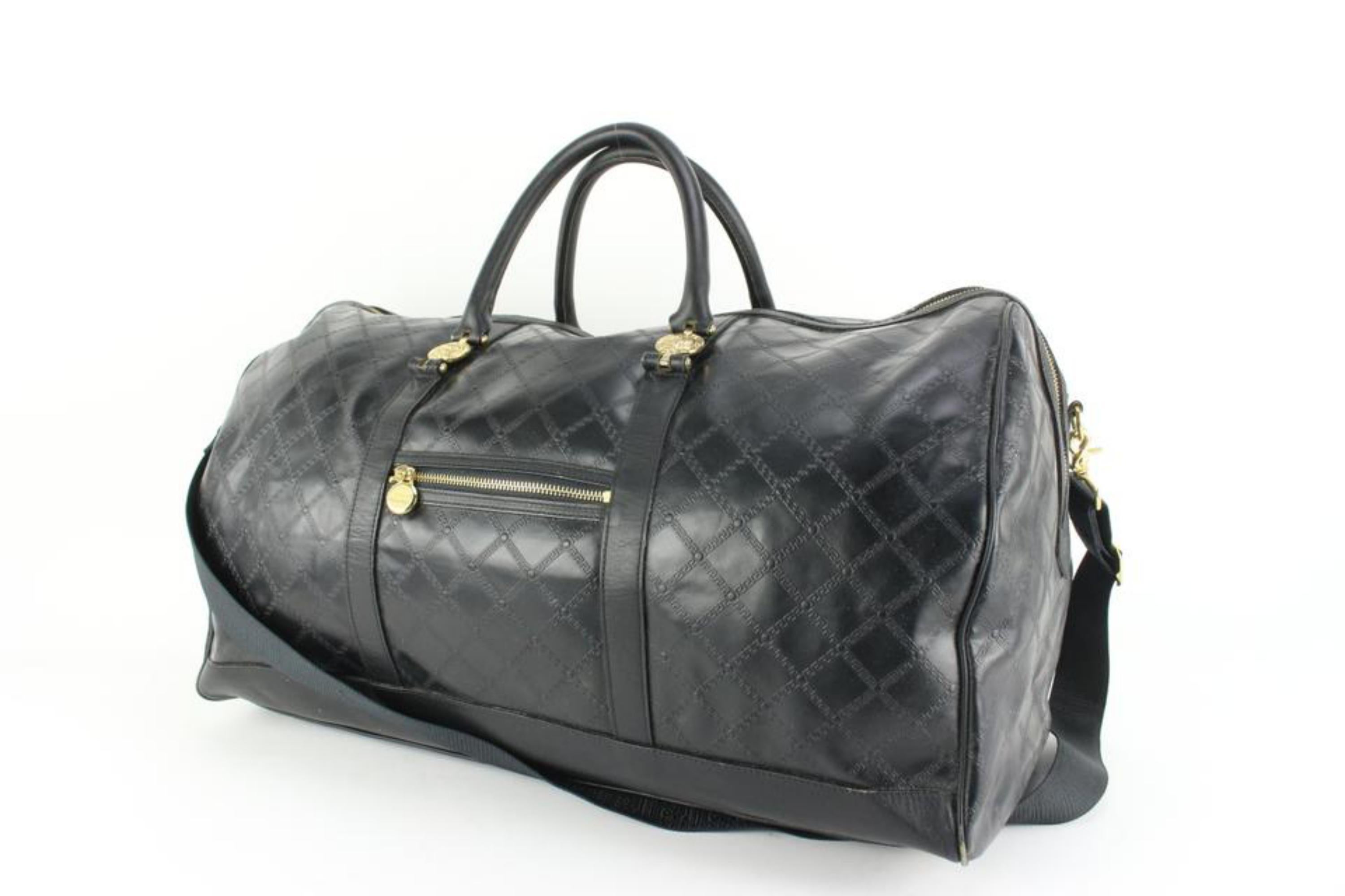 Versace Gold Sunburst Quilted Leather Boston Boston Duffle with Strap 40gv518s 6