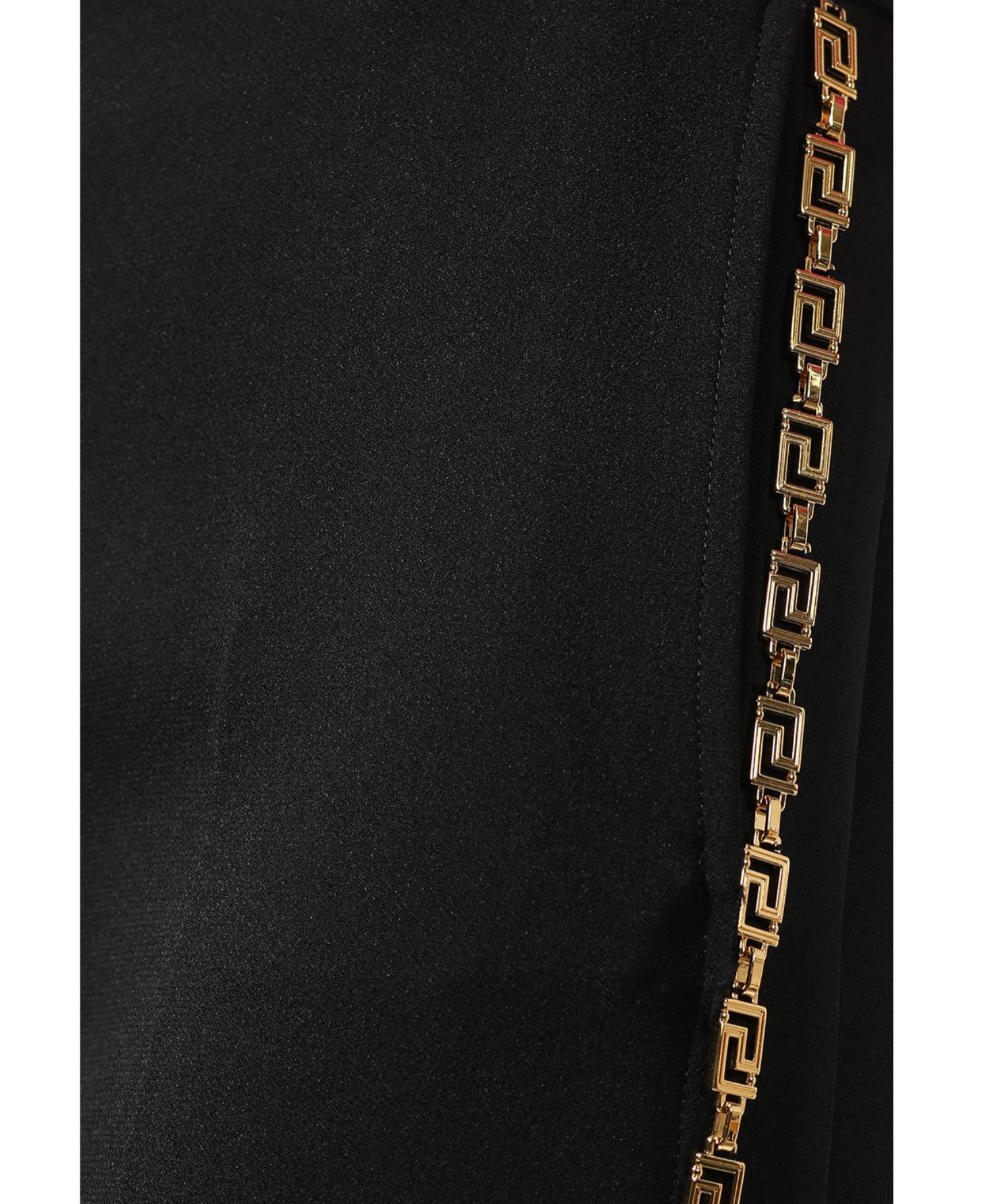 Versace Gold Tone Greca Chain Tailored Black Trousers / Pants Size 38 For Sale 3