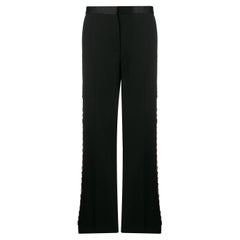 Versace Gold Tone Greca Chain Tailored Black Trousers / Pants Size 38