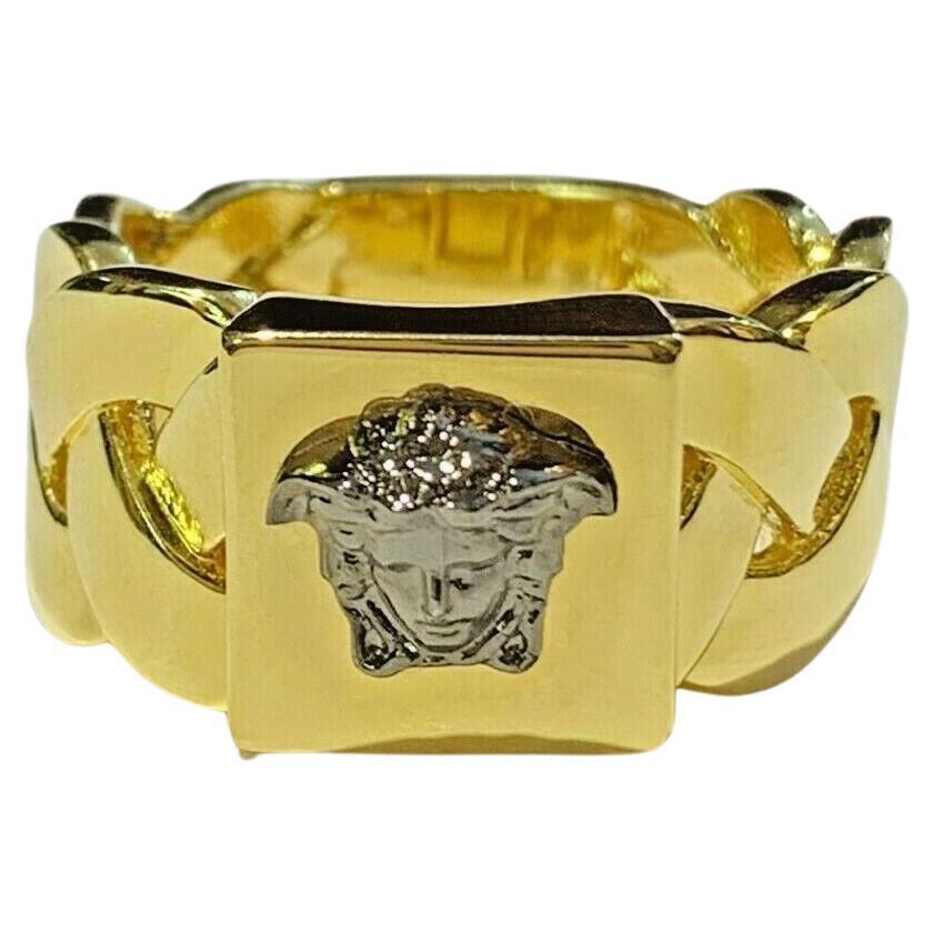 Versace Gold Tone Medusa Ring For Sale
