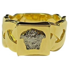 Versace Gold Tone Medusa Ring