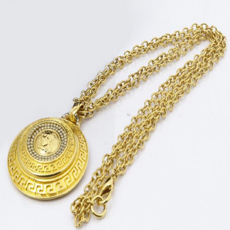 Women's Versace Gold-Tone Round Medusa Pendant Necklace