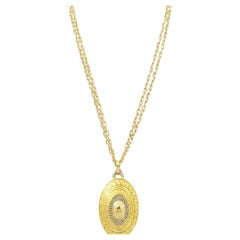 Vintage Versace Gold-tone Round Medusa Pendant Necklace