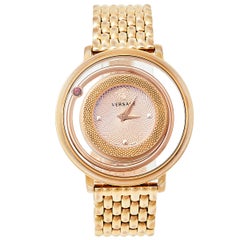 Versace Gold Tone Stainless Steel Venus VFH Women's Wristwatch 39 mm