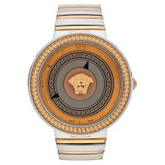 Versace Gold Two-Tone Stainless Steel Leather Icon Women's Wristwatch 40 mm