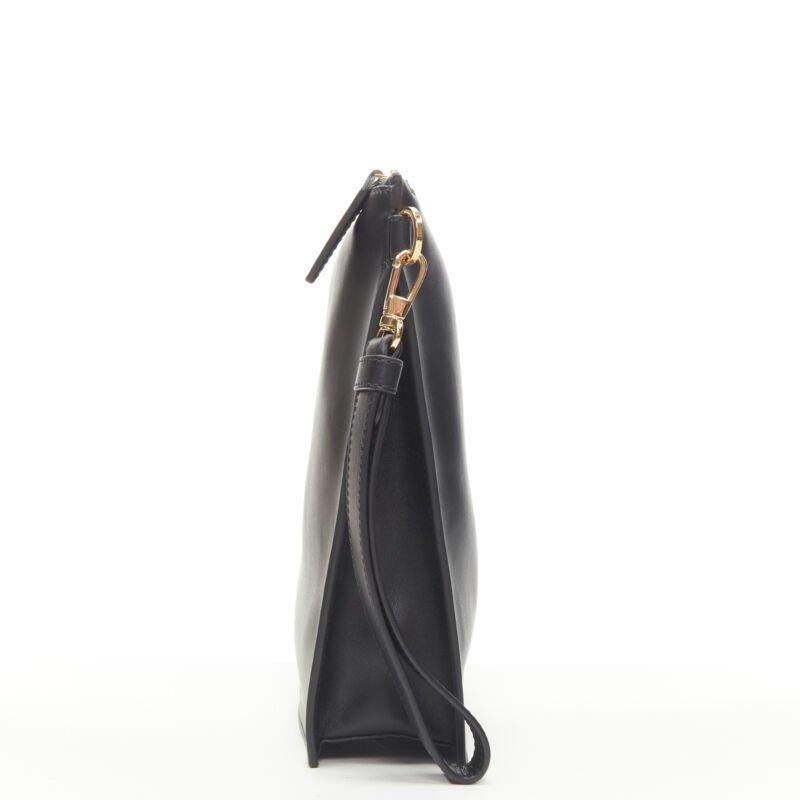 VERSACE gold Virtus Barocco V black leather zip clutch crossbody bag In Excellent Condition For Sale In Hong Kong, NT