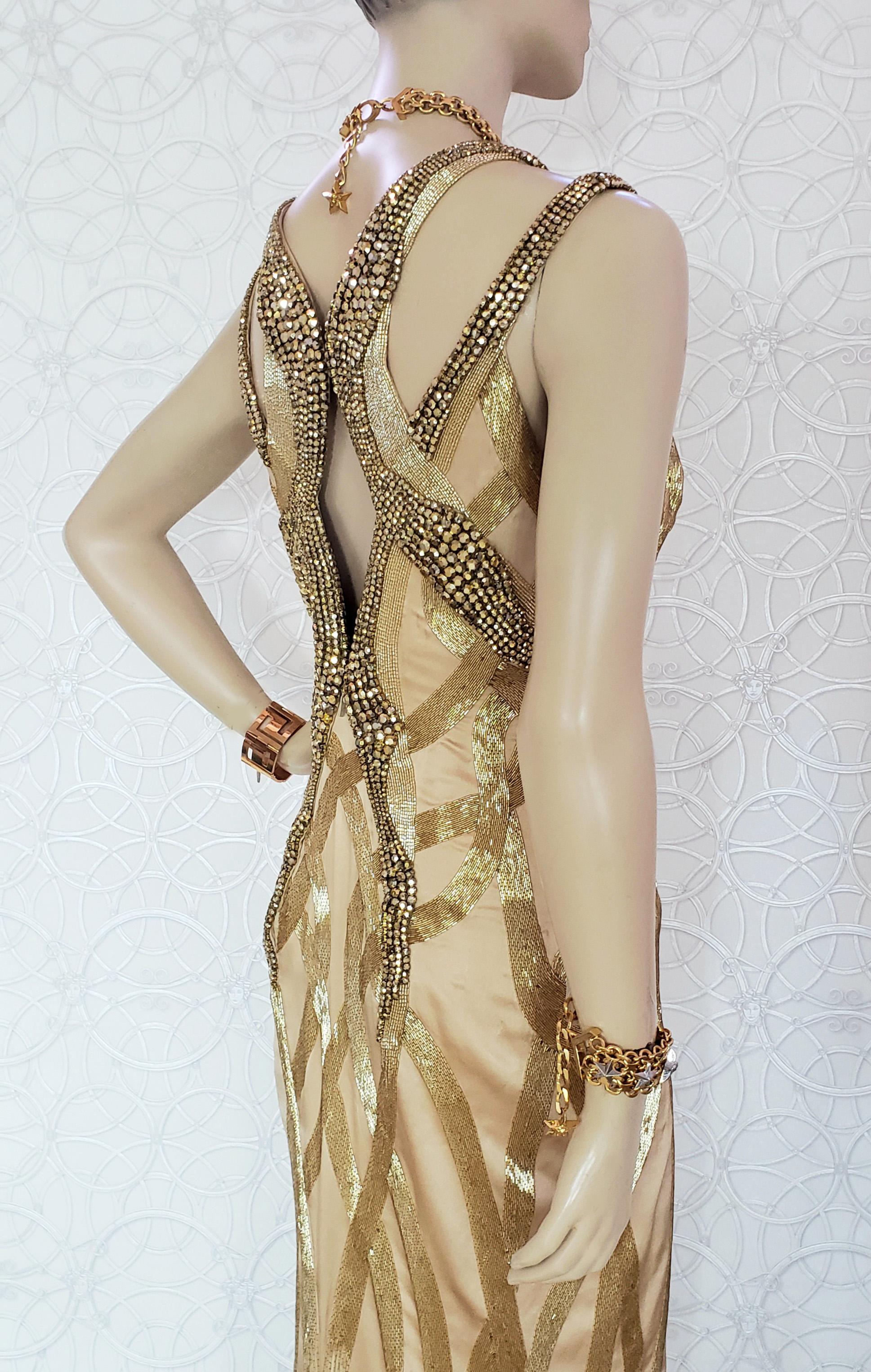 VERSACE GOLDEN EMBELLISHED w/ SWAROWSKI STONES GOWN  DRESS as seen on Irina  For Sale 3