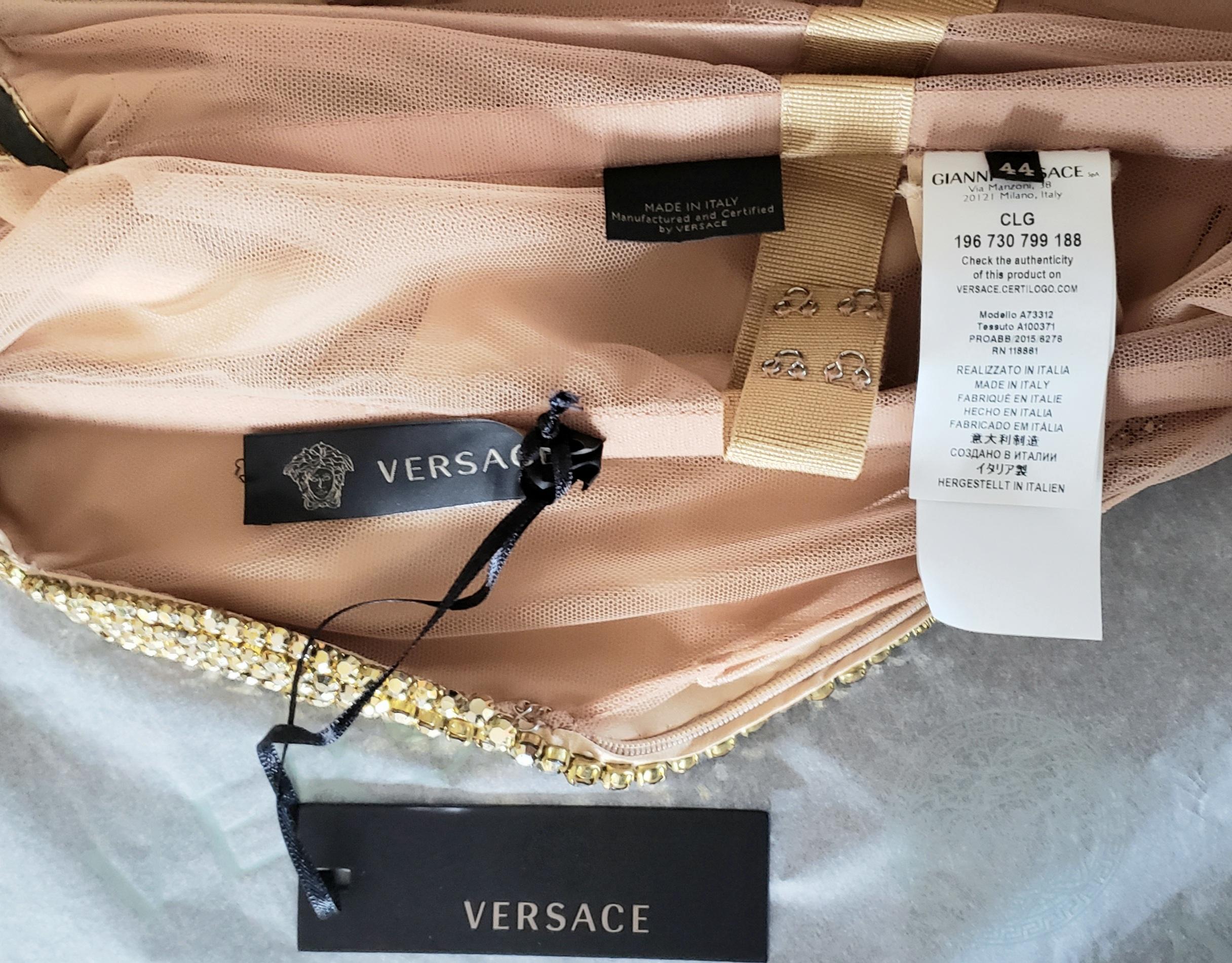VERSACE GOLDEN EMBELLISHED w/ SWAROWSKI STONES GOWN  DRESS as seen on Irina  For Sale 8